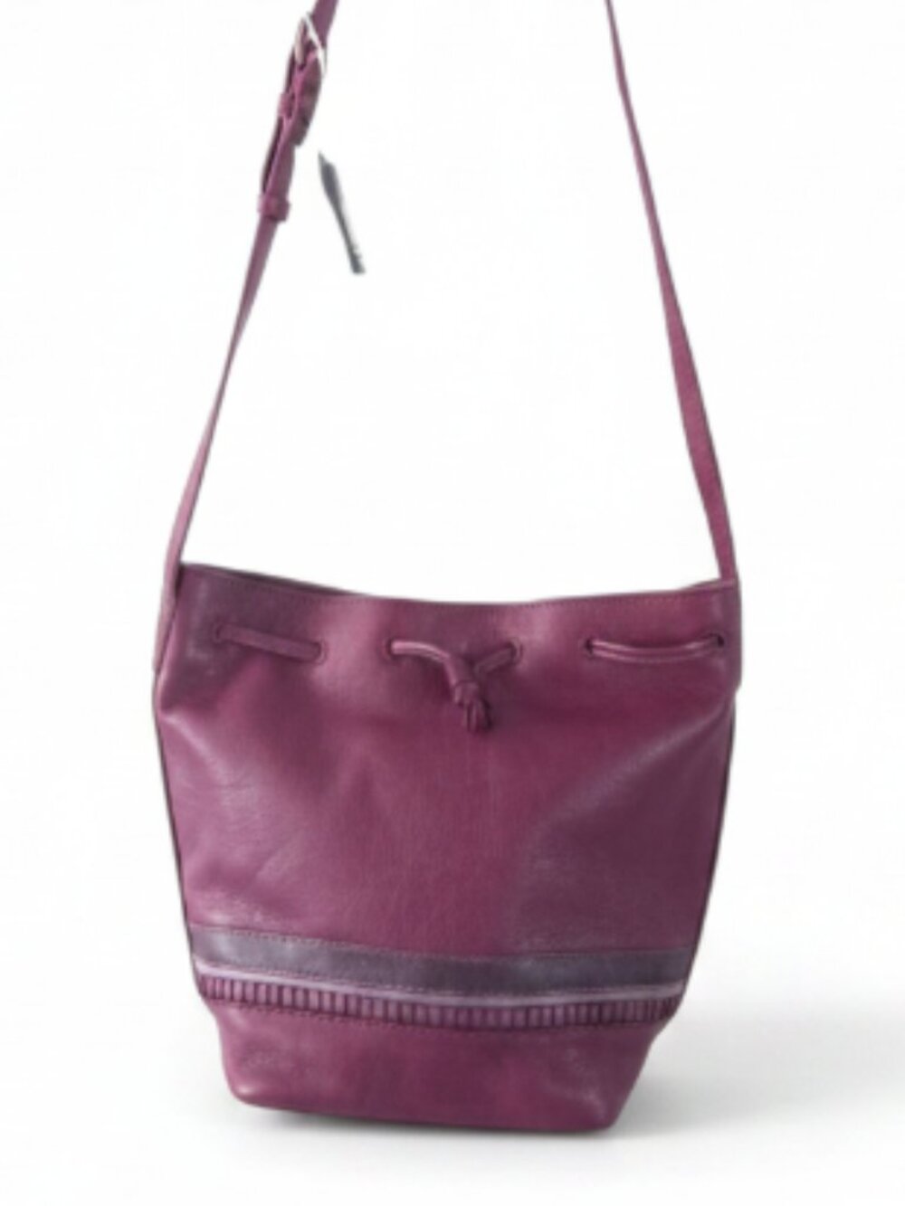 The Sak Currant Burgundy Pebbled Leather Bucket Crossbody Bag NWT Boho Purse